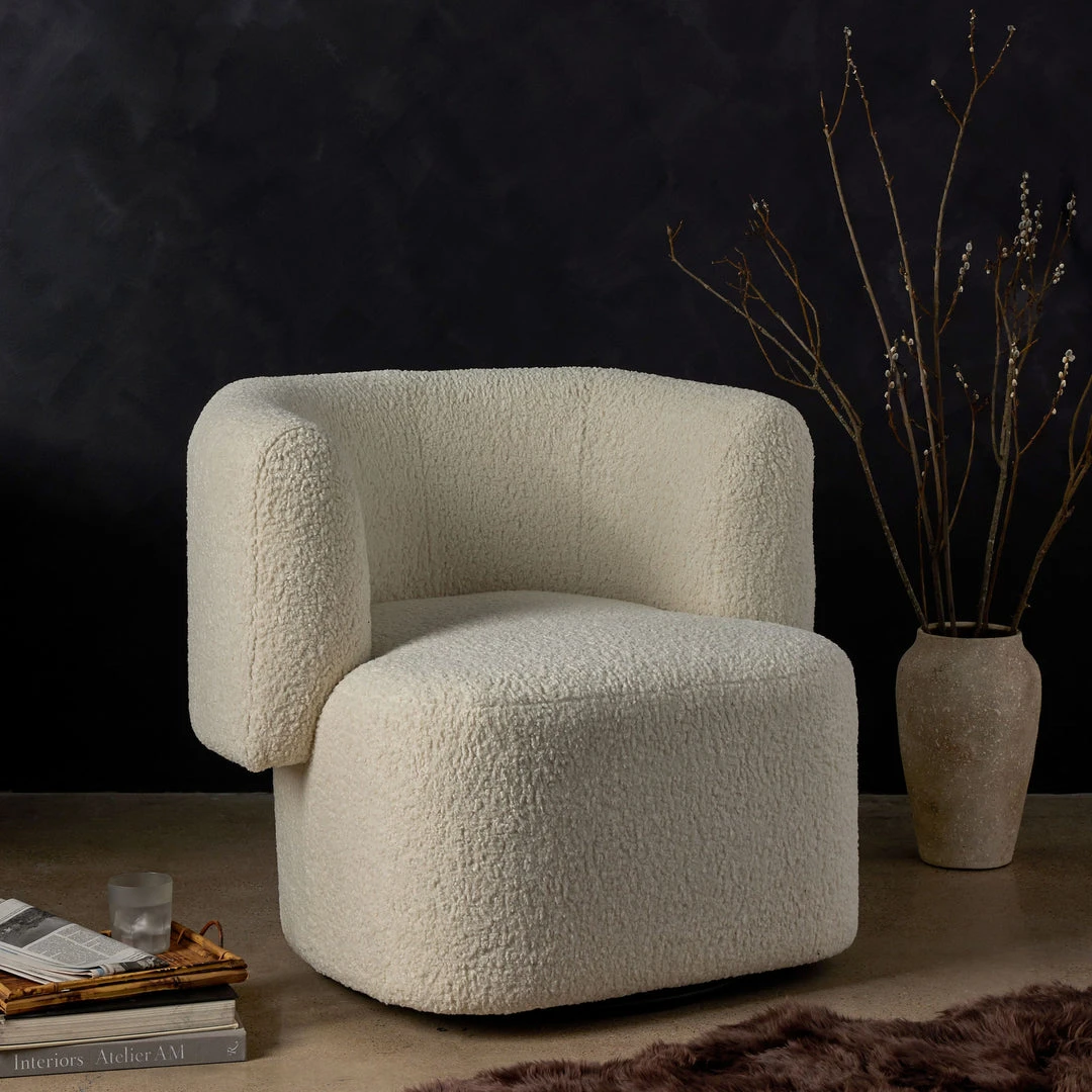 Four Hands Tybalt Swivel Chair Sheepskin Natural 2 Four Hands Tybalt Swivel Chair Sheepskin Natural