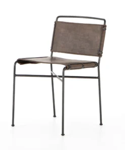 Four Hands Wharton Dining Chair Distressed Brown Leather New Arrivals