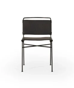 Four Hands Wharton Dining Chair Distressed Black Leather New Arrivals