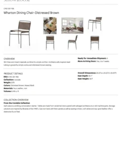 Four Hands Wharton Dining Chair Distressed Brown Leather New Arrivals