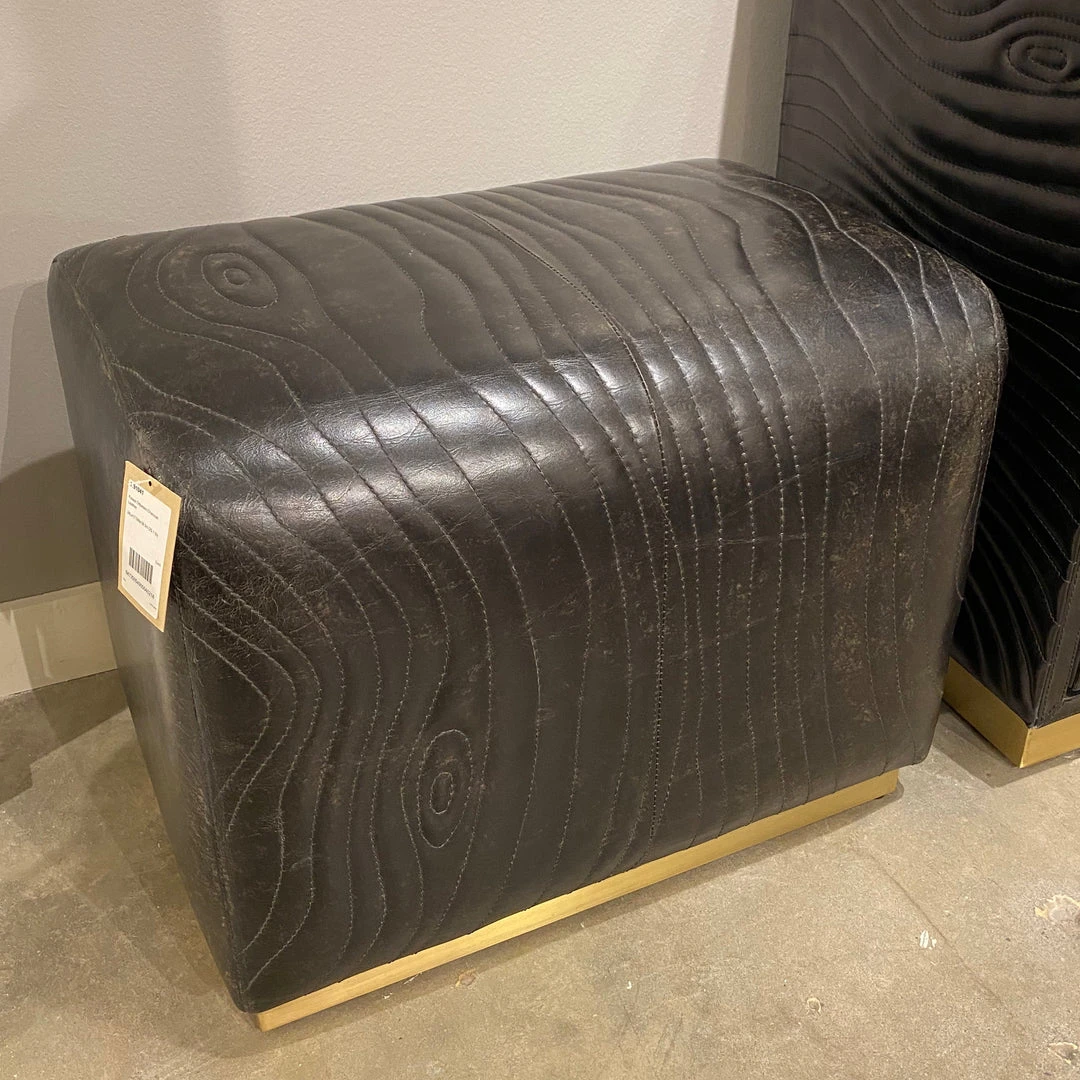 Global Views Forest Ottoman Charcoal Leather 2 Global Views Forest Ottoman Charcoal Leather