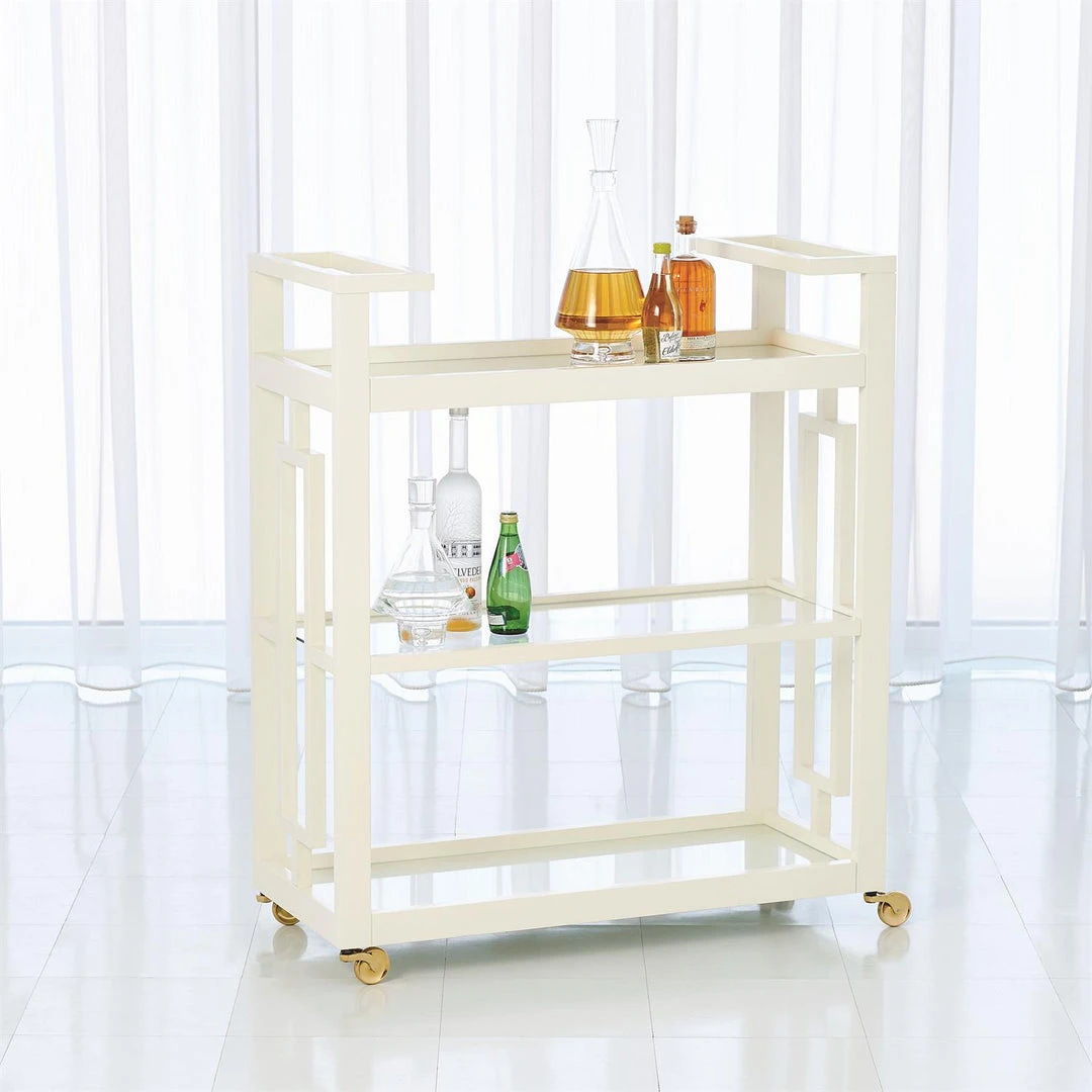 Global Views New Arrivals Grid Block Bar Cart White 3 Global Views New Arrivals Grid Block Bar Cart White
