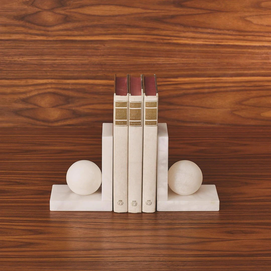 Global Views Alabaster Ball Bookends Set 2 Global Views Alabaster Ball Bookends Set