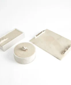 Global Views Alabaster Box And Tray Set With Rock Finial New Arrivals