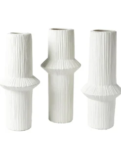 Global Views Ascending Ring Vases Matte White Set Of 3