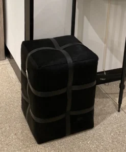 Global Views Belted Pouf Black Hair On Hide New Arrivals