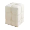 Global Views Belted Pouf Ivory Hair On Hide