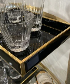 Global Views New Arrivals Bevelled Black Glass Tray Set 10 Global Views New Arrivals Bevelled Black Glass Tray Set