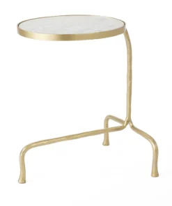 Global Views Cantilever Table Brass With White Marble Top