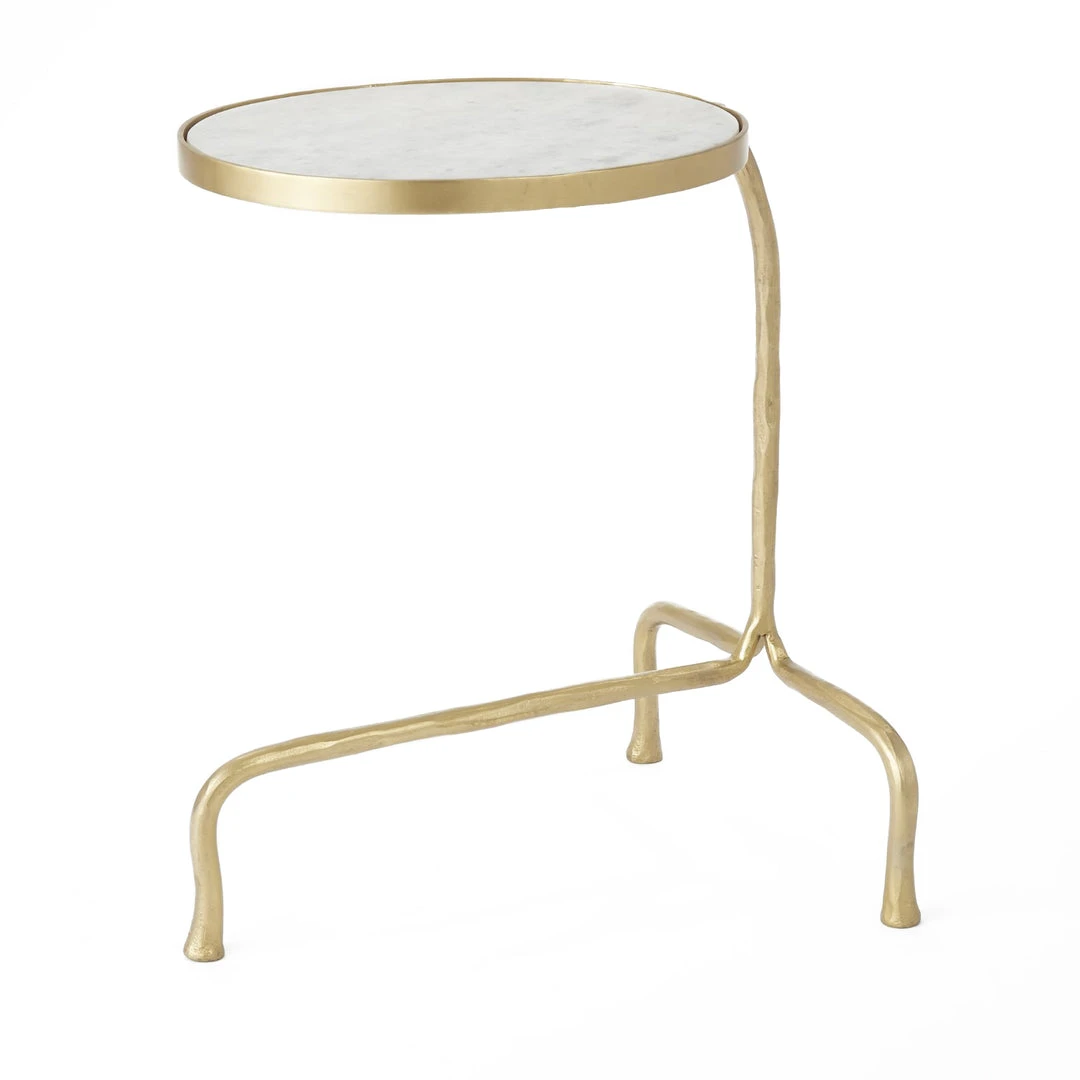 Global Views Cantilever Table Brass With White Marble Top 1 Global Views Cantilever Table Brass With White Marble Top