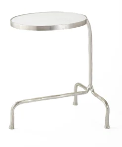 Global Views New Arrivals Cantilever Table Nickel With White Marble Top