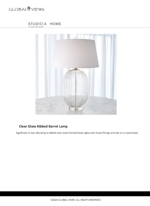 Global Views Clear Glass Ribbed Lamp 8 Global Views Clear Glass Ribbed Lamp
