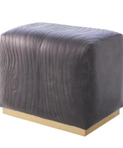 Global Views Forest Ottoman Charcoal Leather