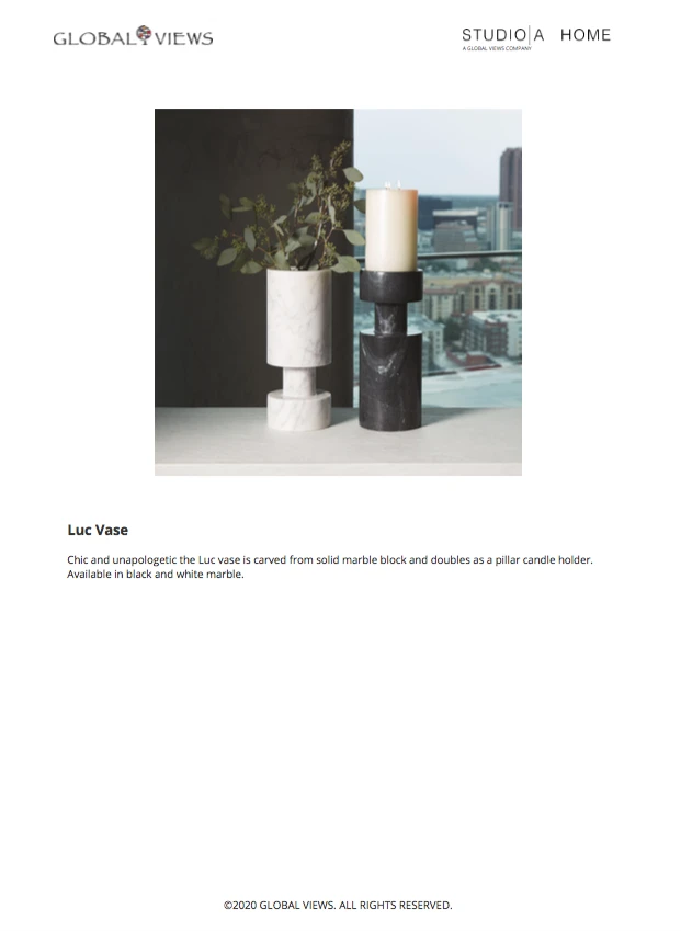 Global Views Luc Vase White Marble New Arrivals 6 Global Views Luc Vase White Marble New Arrivals