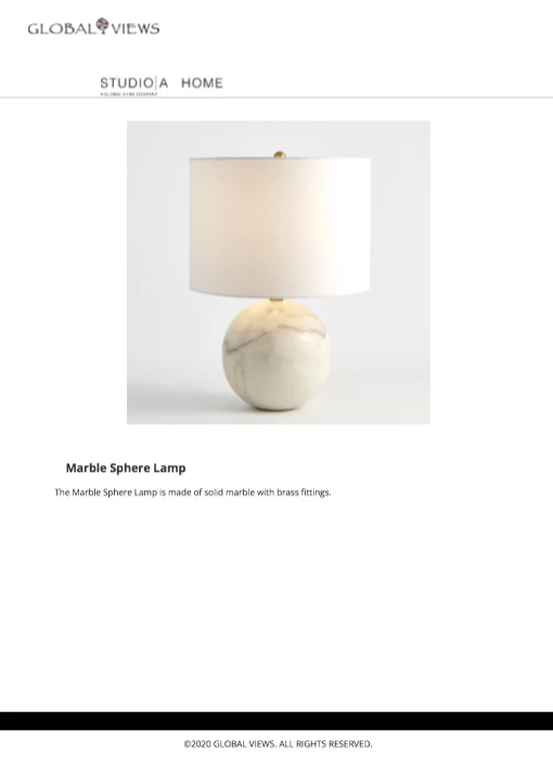 Global Views New Arrivals Marble Sphere Lamp 6 Global Views New Arrivals Marble Sphere Lamp