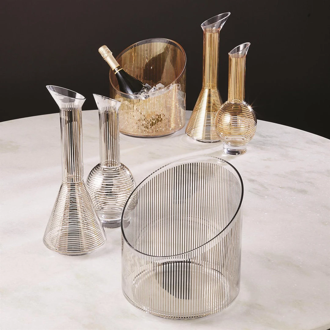 Global Views Platinum Striped Ice Bucket New Arrivals 2 Global Views Platinum Striped Ice Bucket New Arrivals