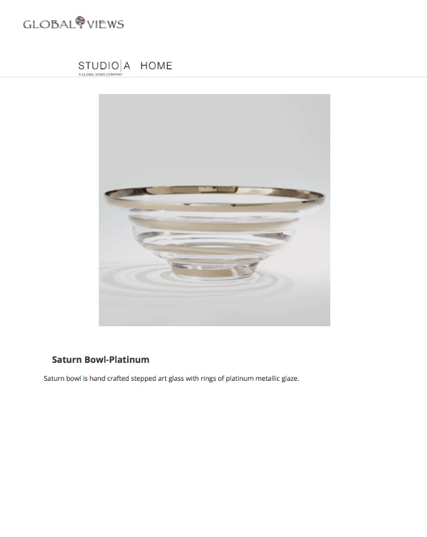 Global Views Saturn Bowl Platinum New Arrivals 2 Global Views Saturn Bowl Platinum New Arrivals