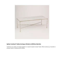 Global Views New Arrivals Spike Cocktail Table Antique Nickel White Marble