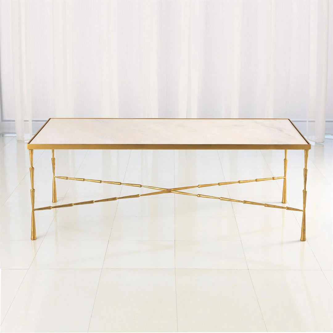 Global Views Spike Cocktail Table Antique Brass White Marble 2 Global Views Spike Cocktail Table Antique Brass White Marble