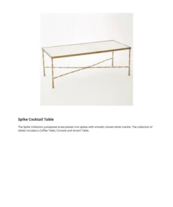 Global Views Spike Cocktail Table Antique Brass White Marble 6 Global Views Spike Cocktail Table Antique Brass White Marble