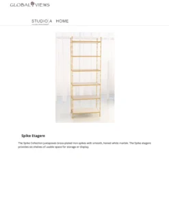 Global Views Spike Etagere Antique Brass And White Marble 6 Global Views Spike Etagere Antique Brass And White Marble