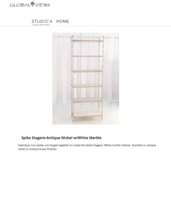 Global Views Spike Etagere Antique Nickel And White Marble 6 Global Views Spike Etagere Antique Nickel And White Marble