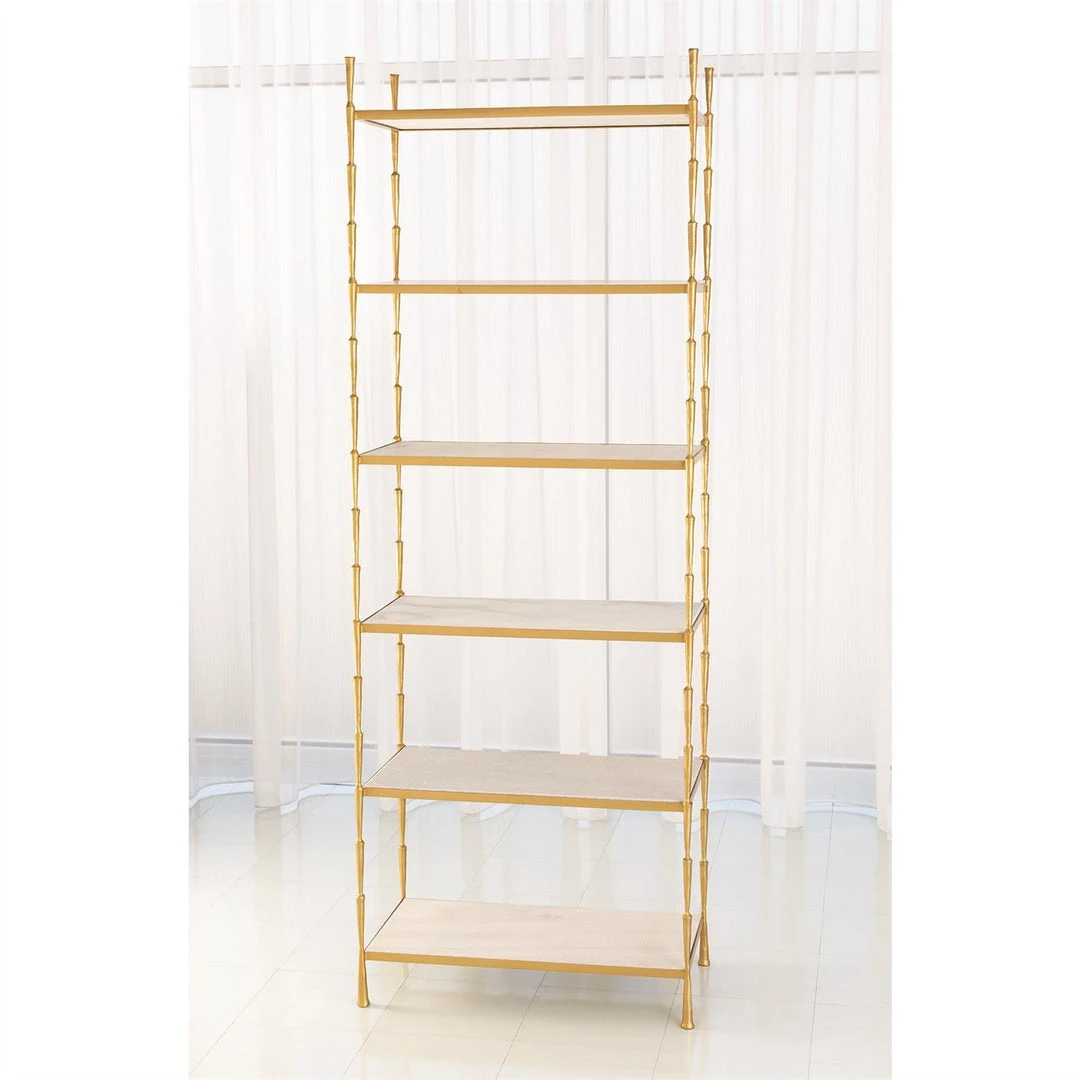 Global Views Spike Etagere Antique Brass And White Marble 1 Global Views Spike Etagere Antique Brass And White Marble