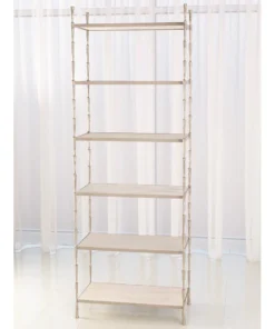 Global Views Spike Etagere Antique Nickel And White Marble