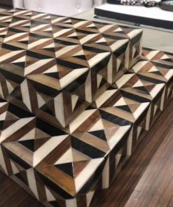 Global Views Triangle Marquetry Box Set 6 Global Views Triangle Marquetry Box Set