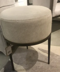 Studio A Urban Stool Ivory Hair On Hide Antique Brass