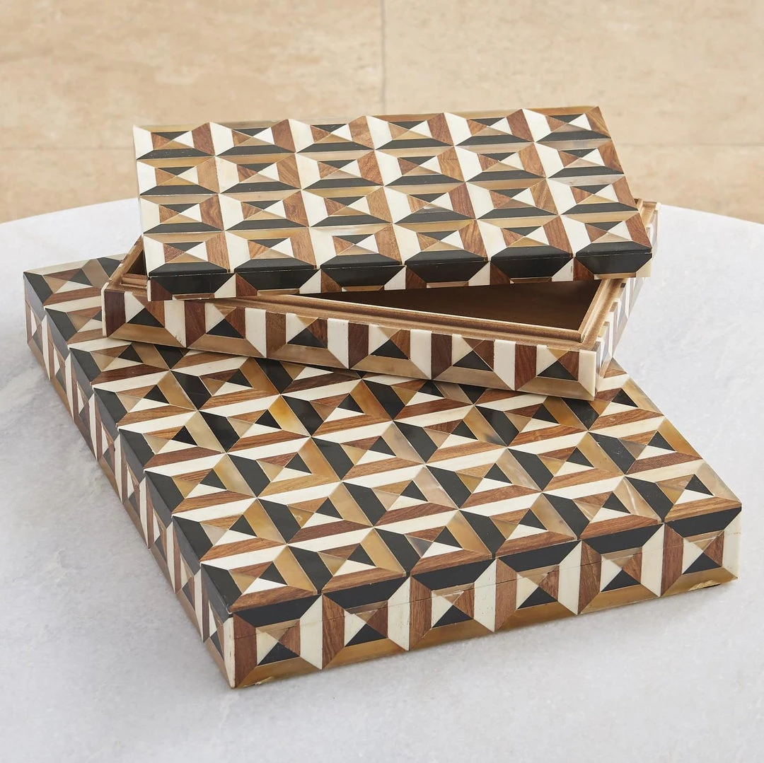 Global Views Triangle Marquetry Box Set 4 Global Views Triangle Marquetry Box Set