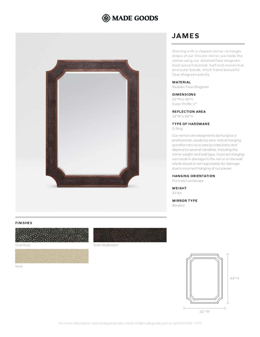 Made Goods James Mirror Ivory Faux Shagreen New Arrivals 2 Made Goods James Mirror Ivory Faux Shagreen New Arrivals