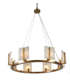 Jamie Young New Arrivals Halo Chandelier Large Alabaster Brass