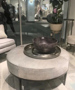 Studio A New Arrivals Urban Ottoman Grey Hair On Hide Antique Gunmetal