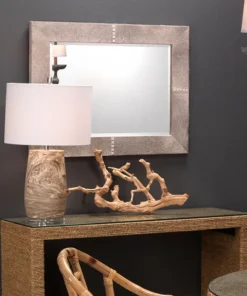 Jamie Young Cross Stitch Rectangle Mirror Gray Hide New Arrivals