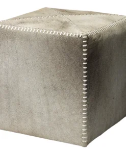 Jamie Young Small Ottoman Grey Hide