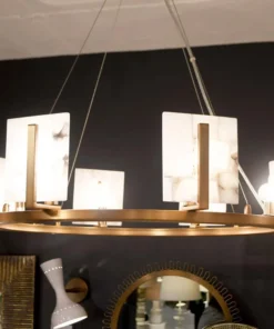 Jamie Young New Arrivals Halo Chandelier Large Alabaster Brass