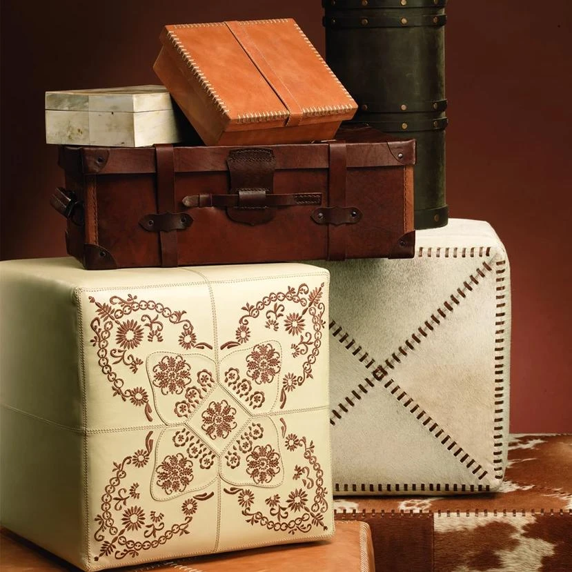 Jamie Young Small Ottoman White Hide 2 Jamie Young Small Ottoman White Hide