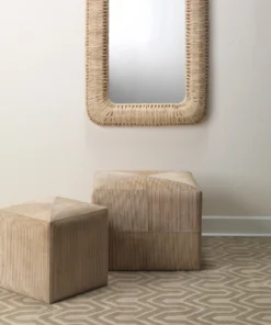 Jamie Young Pinstripe Ottoman Black And Cream New Arrivals