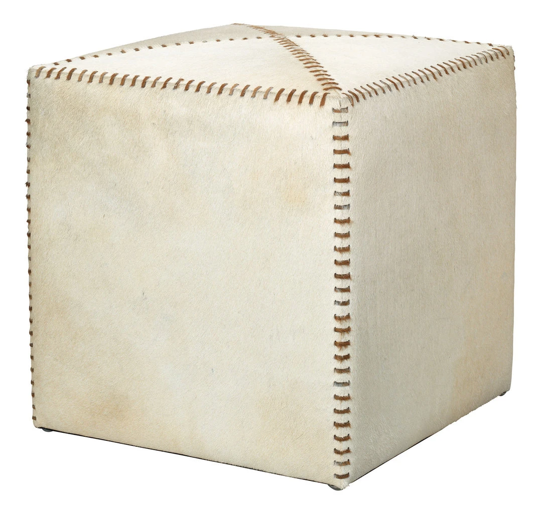 Jamie Young Small Ottoman White Hide 1 Jamie Young Small Ottoman White Hide