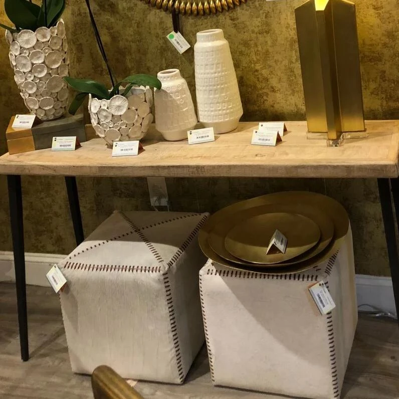 Jamie Young Small Ottoman White Hide 3 Jamie Young Small Ottoman White Hide