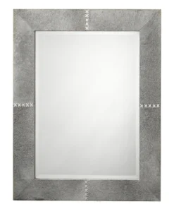 Jamie Young Cross Stitch Rectangle Mirror Gray Hide New Arrivals