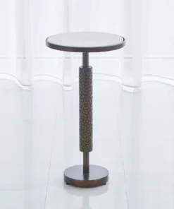 Studio A Hammered Martini Table Bronze With White Marble