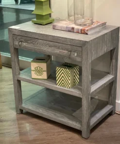 Worlds Away Garbo Side Table Grey Cerused Oak New Arrivals