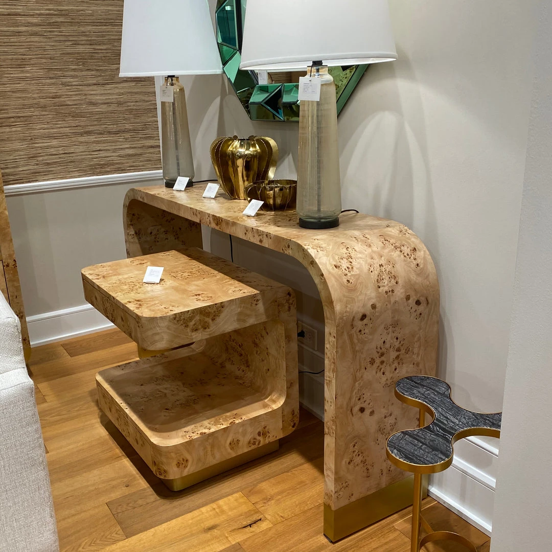 Bungalow 5 Emil Two Drawer Side Table Burl 5 Bungalow 5 Emil Two Drawer Side Table Burl