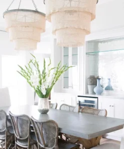 Made Goods New Arrivals Patricia Chandelier Natural Coco Beads And Silver Metal