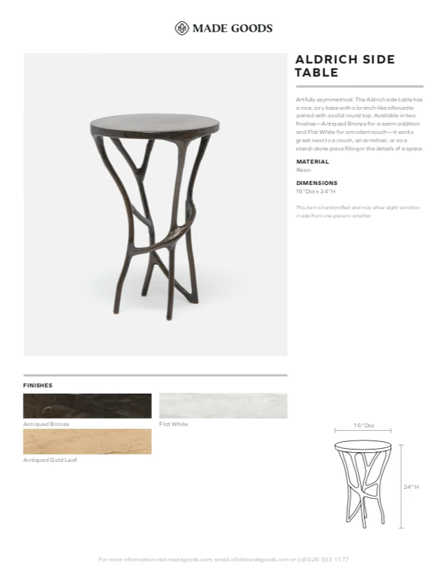 Made Goods Aldrich Accent Table Antiqued Bronze New Arrivals 3 Made Goods Aldrich Accent Table Antiqued Bronze New Arrivals