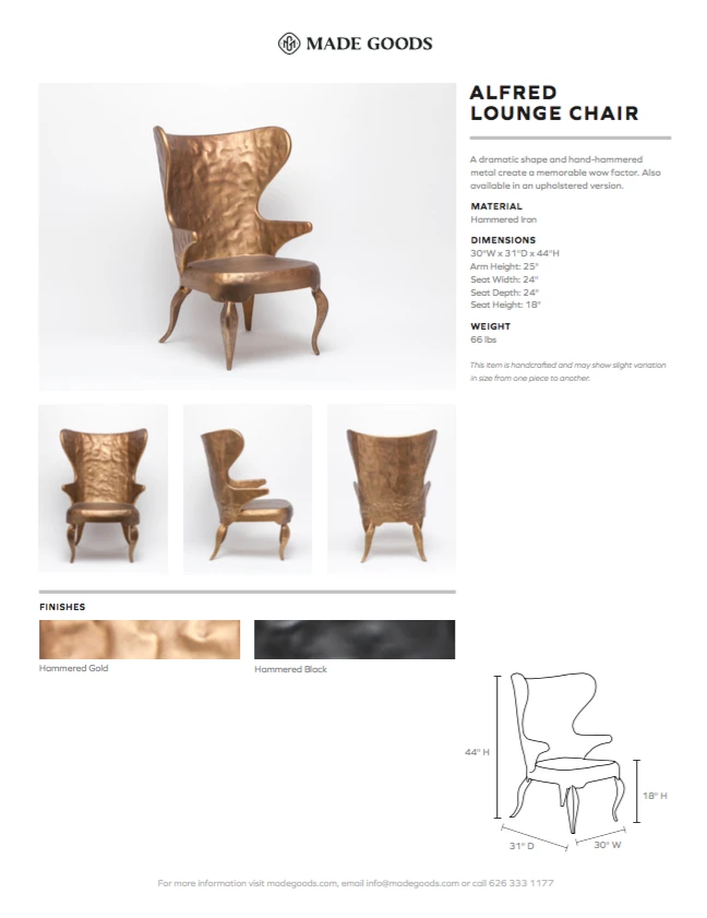Made Goods Alfred Lounge Chair Hammered Gold Iron 7 Made Goods Alfred Lounge Chair Hammered Gold Iron