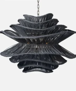 Made Goods New Arrivals Alondra Large Chandelier Dark Charcoal Rattan