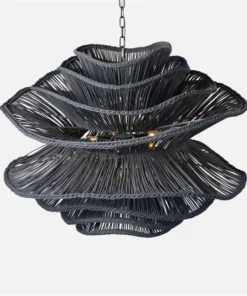Made Goods New Arrivals Alondra Large Chandelier Dark Charcoal Rattan